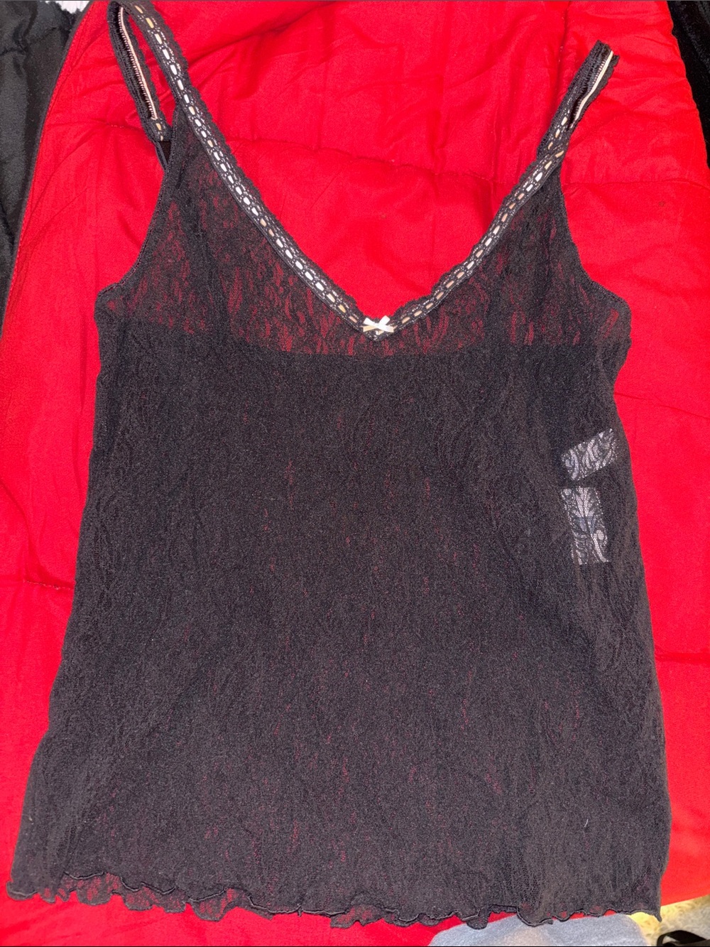 GAP lingerie lace Black Lace Cami with Braided Neck Trim